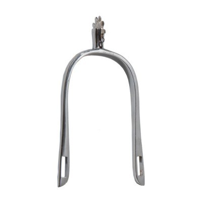 Espora metálica prateada com esporão decorativo