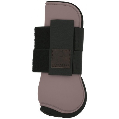 Protecção desportiva rosa claro com faixas elásticas pretas e velcro em fundo branco