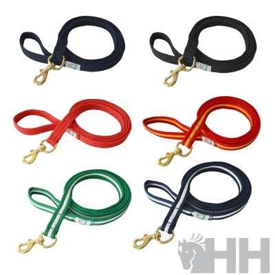 Seis trelas para cães de várias cores com acabamento metálico dourado