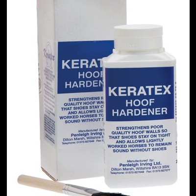 Frasco e caixa do endurecedor de cascos Keratex com pincel