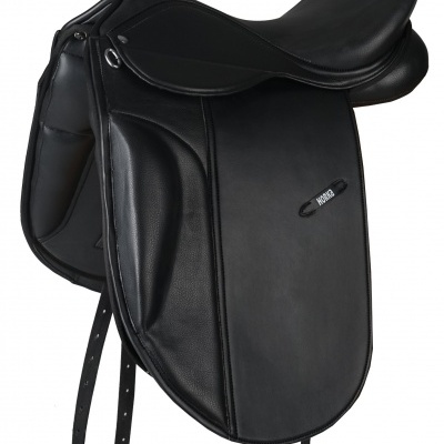Sela preta de couro para equitação com selo HORSE