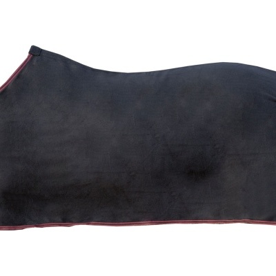 Cobertor para cavalo preto com bordas vermelhas e logótipo PVDR