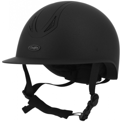Capacete de equitação preto fosco com ventilação e alças ajustáveis