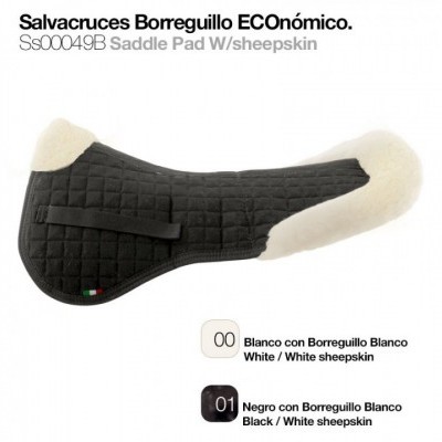 Almofada para sela preta com lã branca de carneiro nas extremidades