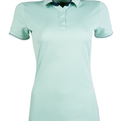 Polo feminino verde claro com gola e botões