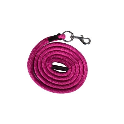 Trela de cão rosa enrolada com gancho metálico