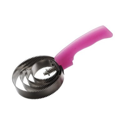 Escova para animais rosa com lâminas metálicas em espiral