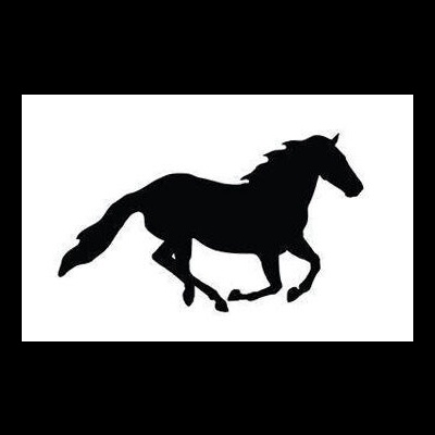 Silhueta preta de um cavalo correndo