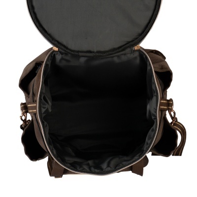 mochila castanha aberta com forro preto