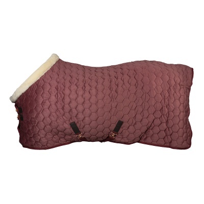 Cobertor acolchoado para cavalo vinho com gola em pelo branco