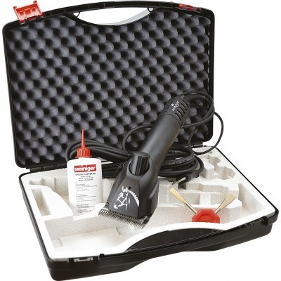 Kit de tosquia com máquina de cortar pelo, óleo e acessório em estojo preto