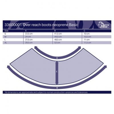 Tabela de medidas para Over reach boots neoprene Basic com esquemas