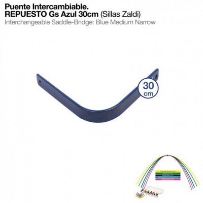 Ponte intercambiável azul de 30 cm com texto descritivo