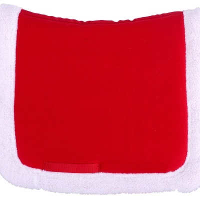 Sapata para cavalo de montar vermelha com borda branca de pelúcia