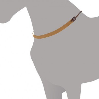 Cinto castanho claro de couro ajustável com fivela metálica em cavalo cinzento