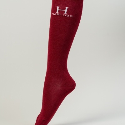 Meia alta vermelha com bordado branco HARCOUR