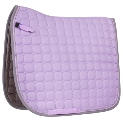 Protetor de sela lavanda com padrão acolchoado hexagonal e acabamento cinzento