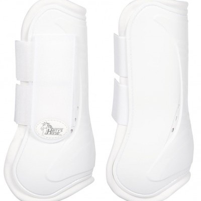 Proteções brancas para pernas de cavalo com fecho de velcro e etiqueta Harry's horse
