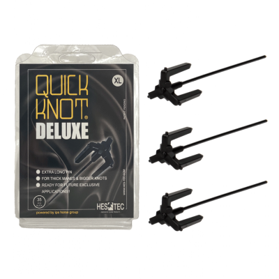 Conjunto Quick Knot Deluxe XL com três grampos pretos e embalagem preta
