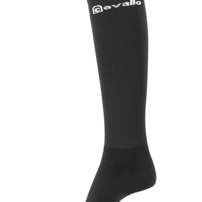Meia desportiva preta até ao joelho com logotipo branco 'cavallo'