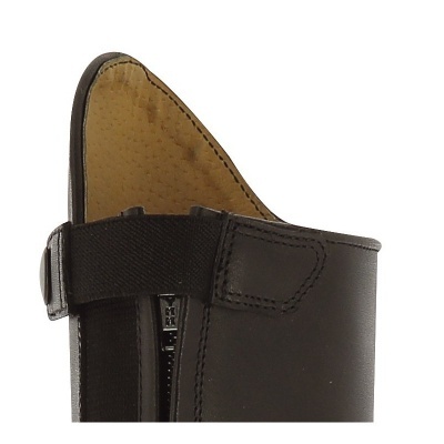 Parte superior de sapato castanho escuro com fecho de correr