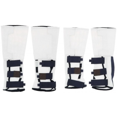 Proteções urbanas brancas com tiras de velcro pretas