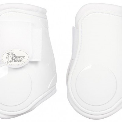 Proteções brancas para patas de cavalo com fecho de velcro e etiqueta Harry's Horse