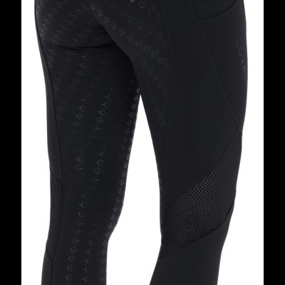 Calças justas pretas com padrão antiderrapante e malha respirável