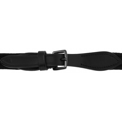 Cinto preto de couro com fivela metálica prateada