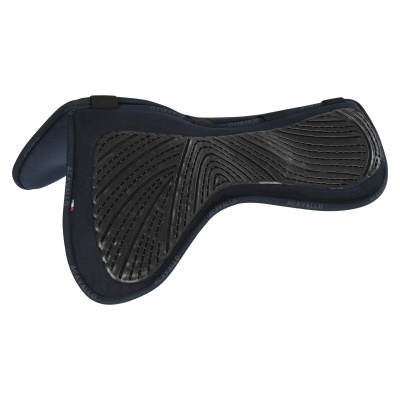 Sela de montar anti-deslizante preta com detalhes em azul escuro