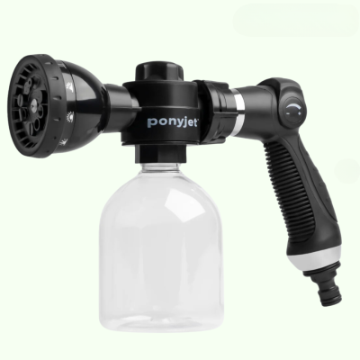 Pistola de limpeza preta PonyJet com recipiente transparente para líquido