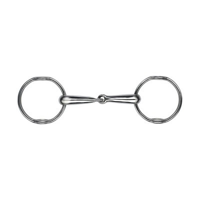 Freio de equitação em metal prateado com anéis redondos