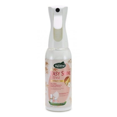 Frasco de spray branco e transparente com rótulo rosa claro e detalhes laranja