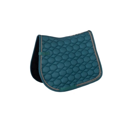 Sela de cavalo azul acolchoada com padrão hexagonal