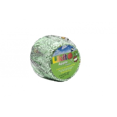 Embalagem verde redonda com autocolante 'Likit Apple' para animal de estimação