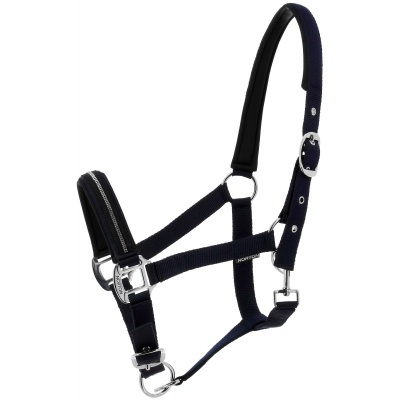 Cabresto para cavalo azul escuro com acolchoamento e fivelas metálicas