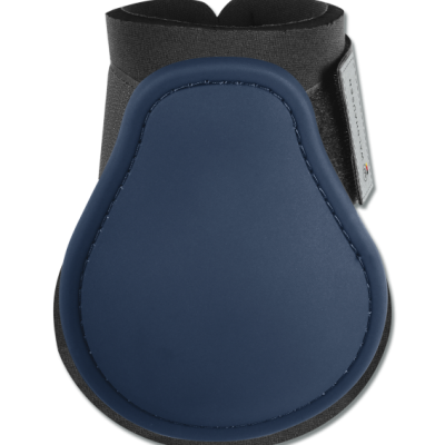 Protetor azul escuro com velcro preto e etiqueta branca
