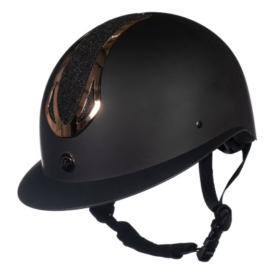 capacete de equitação preto com detalhes bronze