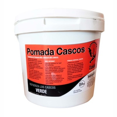 Pote branco com etiqueta vermelha e preta de Pomada Casco para reforçar cascos