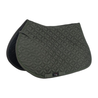 Manta de sela para cavalo verde escura com padrão acolchoado geométrico
