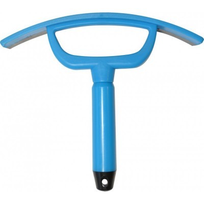 Raspador de vidro azul com cabo ergonómico e lâmina de borracha