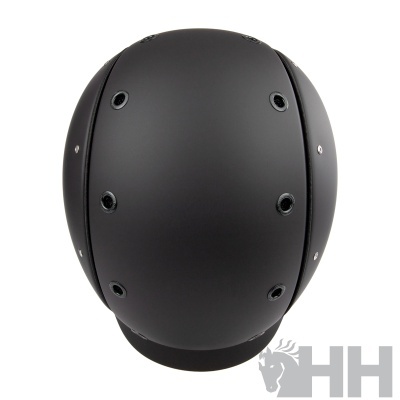 Capacete preto fosco com orifícios de ventilação e logótipo HH