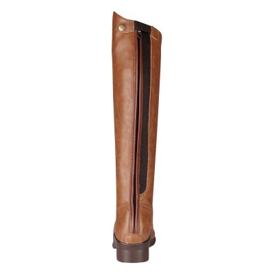 Bota alta castanha com zíper e elástico preto
