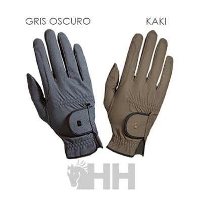 Dois pares de luvas HH cinzento escuro e caqui com fecho de velcro.