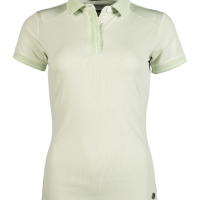 Polo feminino verde claro com gola e botões