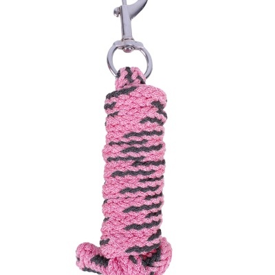 Cordão trançado rosa e preto com fecho metálico prateado