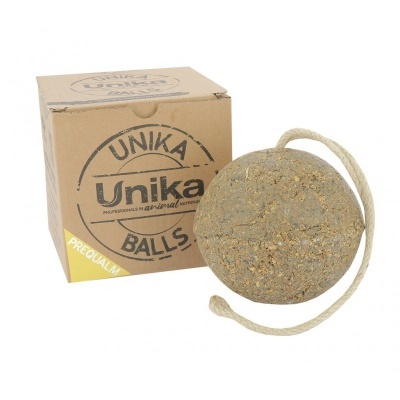 Bola natural cinza com corda branca e caixa de cartão UNIKA BALLS