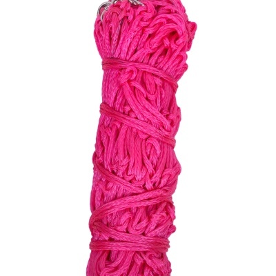 Cordão rosa trançado com ganchos metálicos