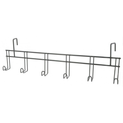Cabide metálico cinzento com cinco ganchos para pendurar