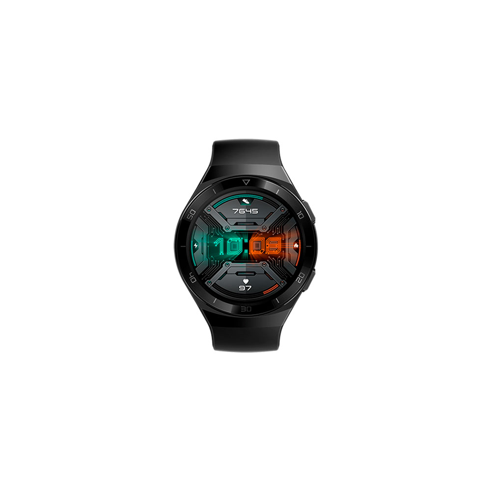 Smartwatch Huawei GT2E Relógio inteligente preto com ecrã digital colorido e pulseira preta